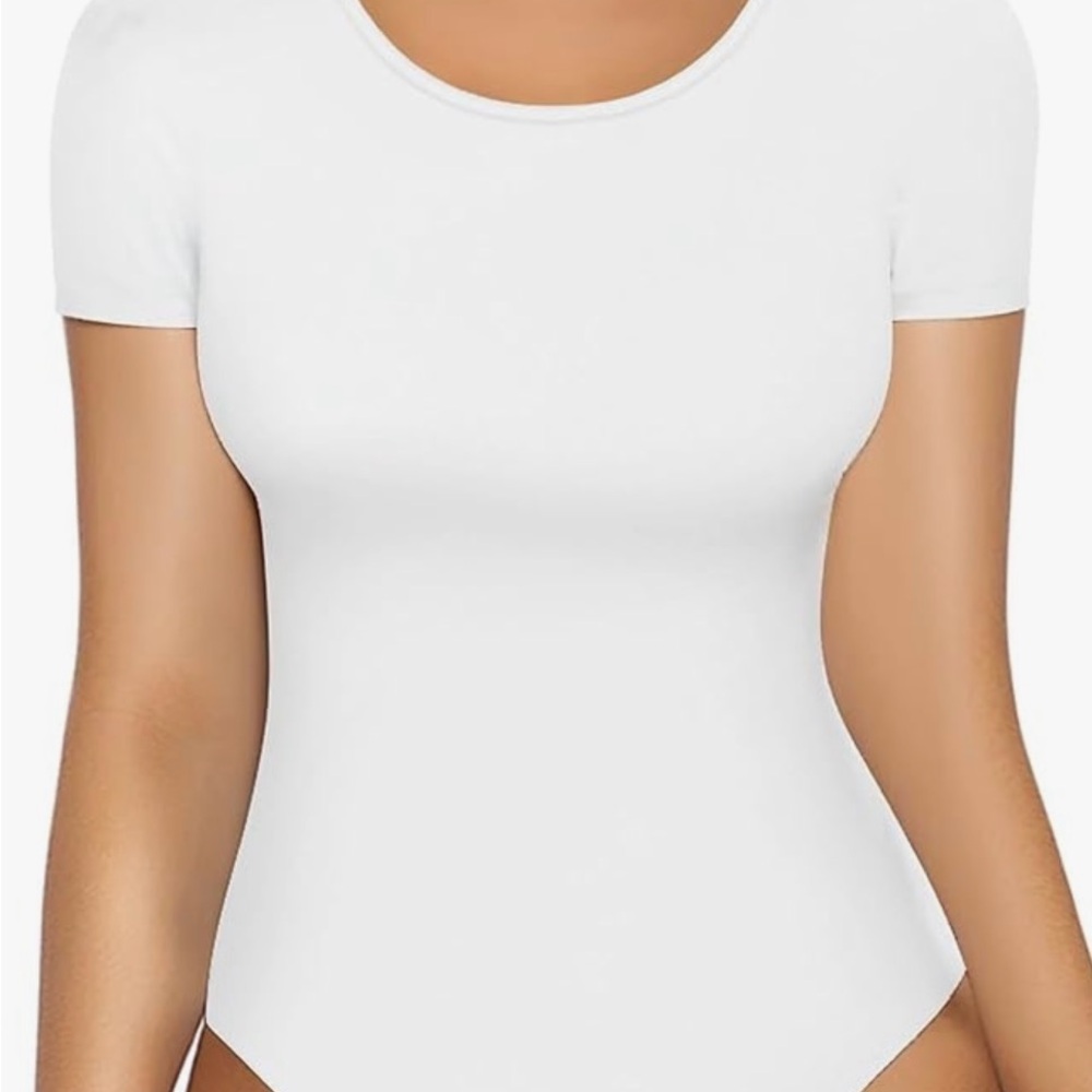 NWT Mango pop collection Short Sleeve Body Suit Round Neck Ribbed BodySuit Shirt